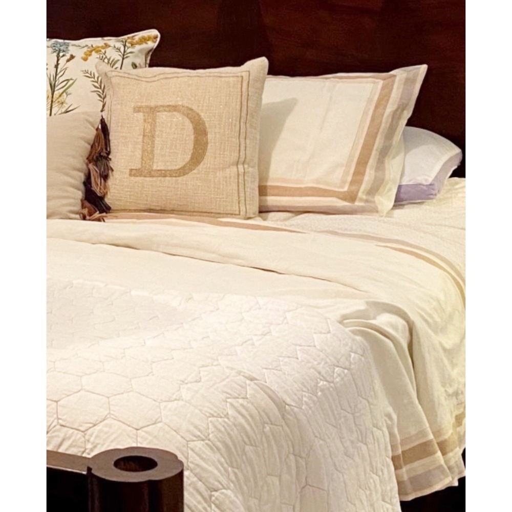 Ballard Designs Saunders Striped Border Duvet Cover Full Queen & Standard Sham